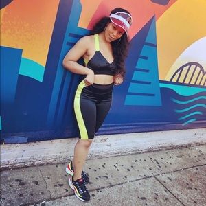 Black and Lime Green Biker Set